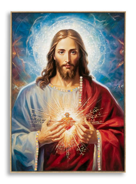 DIPINTO SU TELA LACCATO JESUS C/CORNICE CM 72X4X102