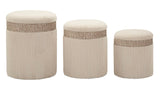 PUFF C/CONTENITORE CORTINA CREMA SET 3 PZ CM Ø 40