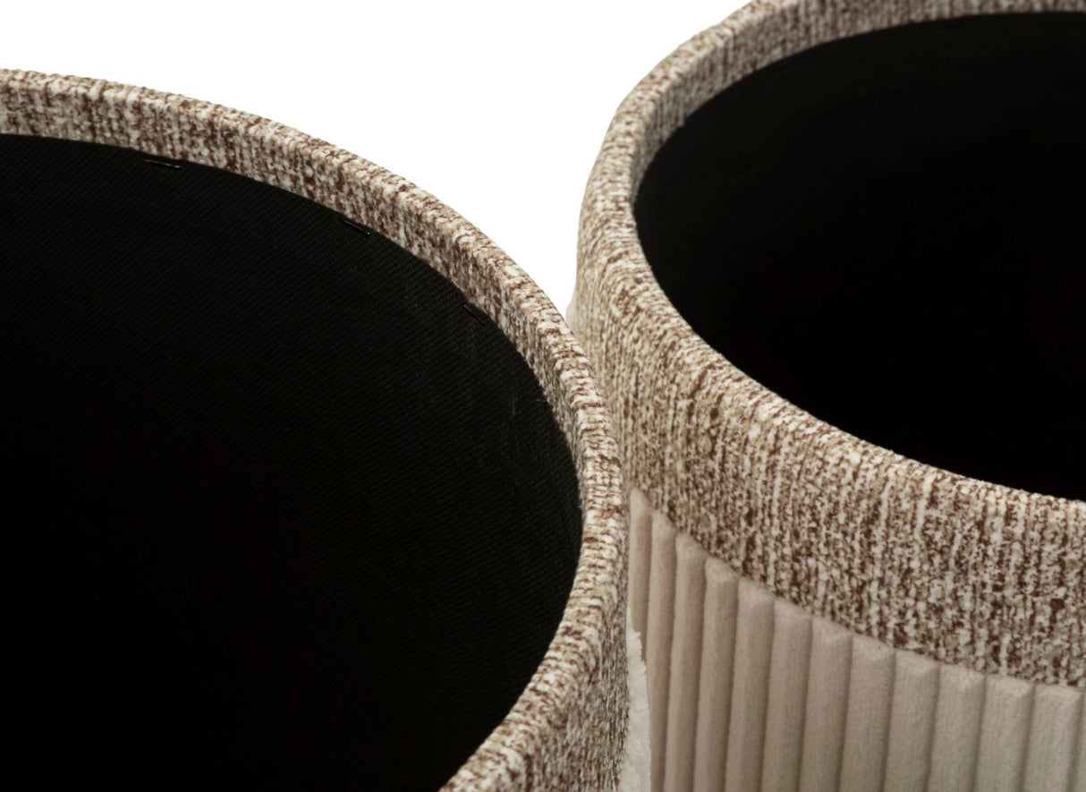 PUFF C/CONTENITORE CORTINA CREMA SET 3 PZ CM Ø 40,5X49,5-35X42-31X38