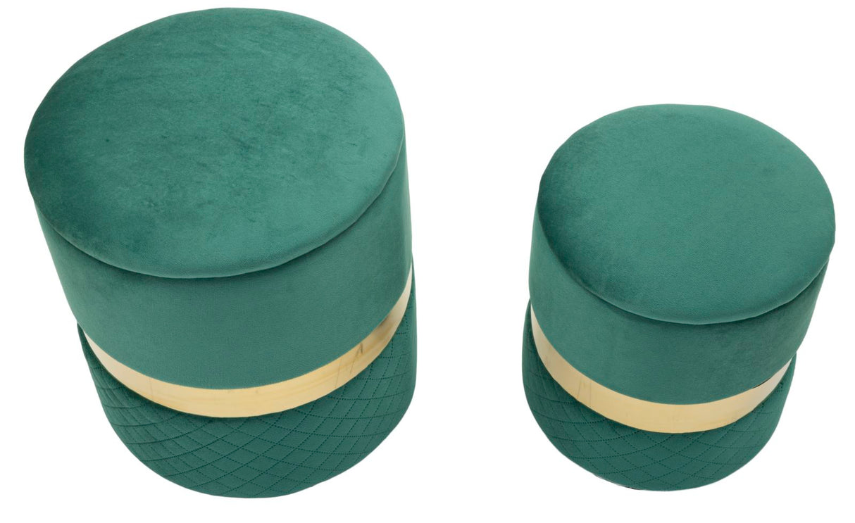 PUFF C/CONTENITORE SHEFFILD VERDE SET 2 PZ CM Ø 37X42-28X35
