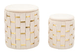 PUFF C/CONTENITORE SHANTY CREMA SET 2 PZ CM Ø 37X42-28X35
