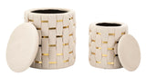 PUFF C/CONTENITORE SHANTY CREMA SET 2 PZ CM Ø 37X42-28X35