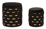 PUFF C/CONTENITORE SHANTY NERO SET 2 PZ CM Ø 37X42-28X35