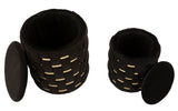 PUFF C/CONTENITORE SHANTY NERO SET 2 PZ CM Ø 37X42-28X35