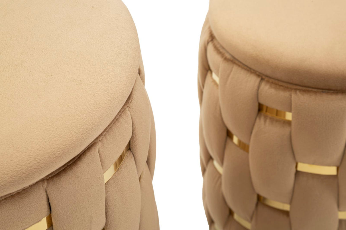PUFF C/CONTENITORE SHANTY ORO SET 2 PZ CM Ø 37X42-28X35