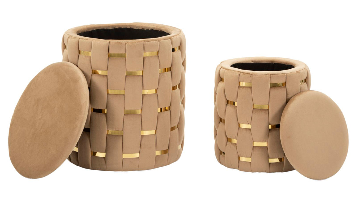 PUFF C/CONTENITORE SHANTY ORO SET 2 PZ CM Ø 37X42-28X35