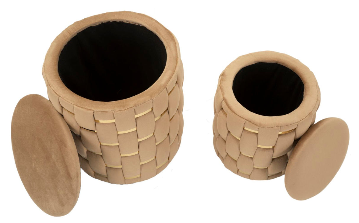 PUFF C/CONTENITORE SHANTY ORO SET 2 PZ CM Ø 37X42-28X35