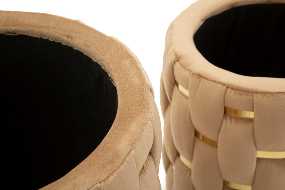 PUFF C/CONTENITORE SHANTY ORO SET 2 PZ CM Ø 37X42-28X35