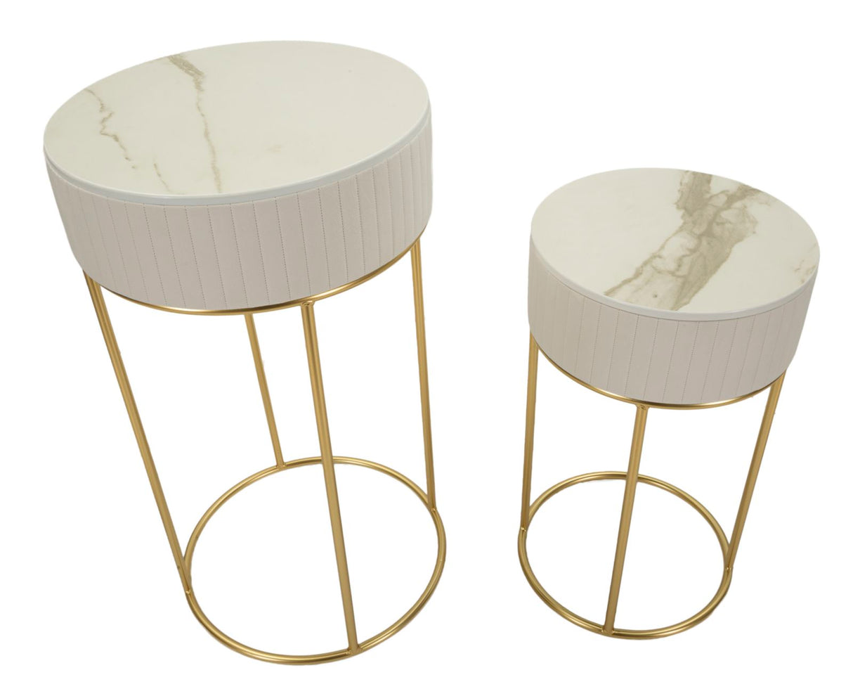 TAVOLINETTI ALTI WEDDING ROTONDI SET 2 PZ CM Ø 50X90-40X70