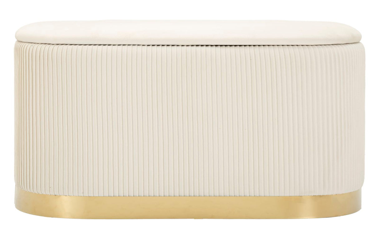 PANCA C/CONTENITORE E SGABELLI SHOPY CREMA SET 3 PZ CM 80X37X42-29X35