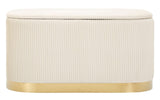 PANCA C/CONTENITORE E SGABELLI SHOPY CREMA SET 3 PZ CM 80X37X42-29X35