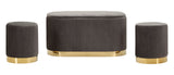 PANCA C/CONTENITORE E SGABELLI SHOPY GRIGIA SET 3 PZ CM 80X37X42-29X35