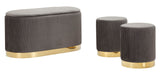 PANCA C/CONTENITORE E SGABELLI SHOPY GRIGIA SET 3 PZ CM 80X37X42-29X35