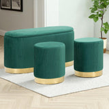 PANCA C/CONTENITORE E SGABELLI SHOPY VERDE SET 3 PZ CM 80X37X42-29X35