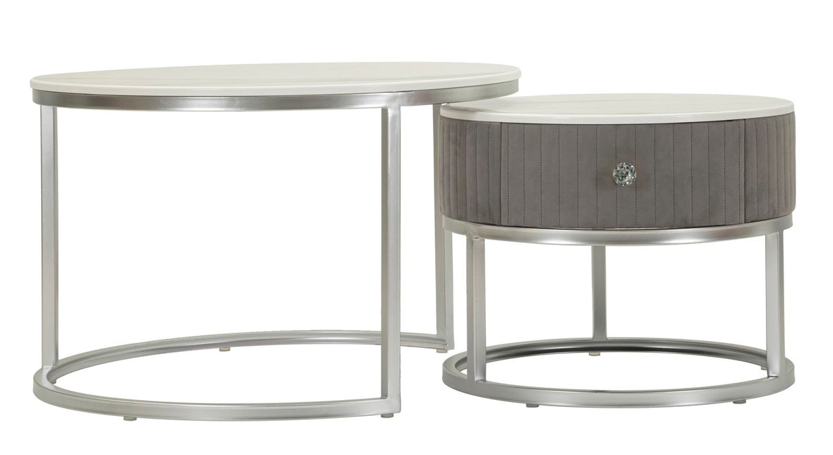 TAVOLI DA CAFFE' GREYS COPPIA CM Ø 70X45-50X40