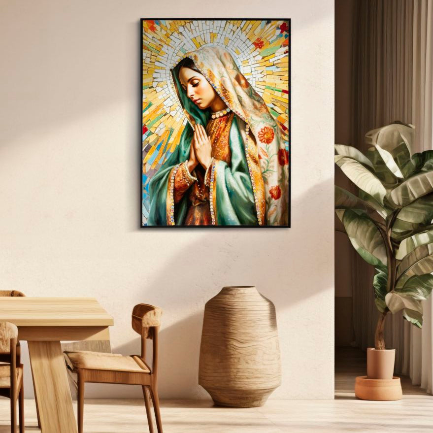 DIPINTO SU TELA LACCATO MADONNA -A- C/CORNICE CM 72X4X102