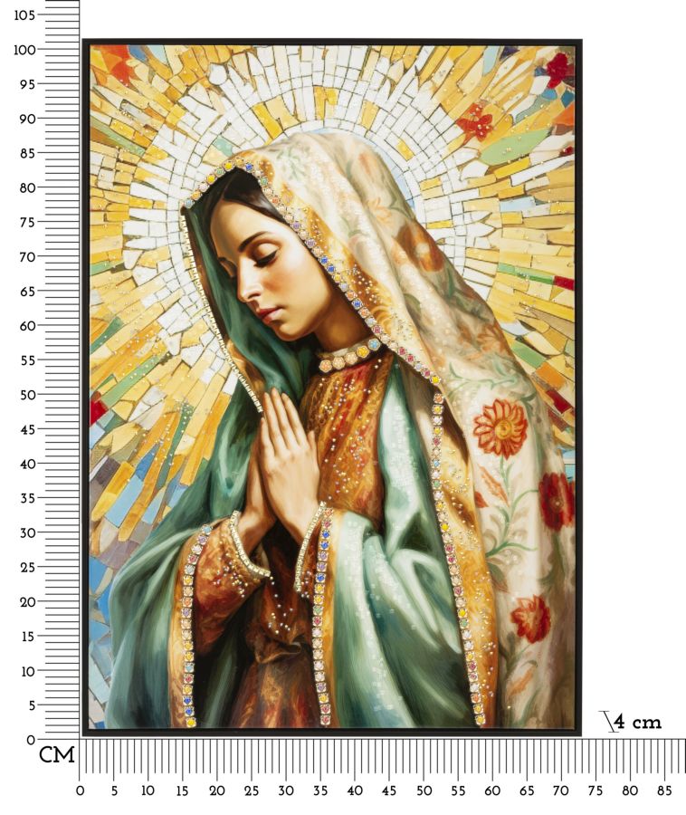 DIPINTO SU TELA LACCATO MADONNA -A- C/CORNICE CM 72X4X102