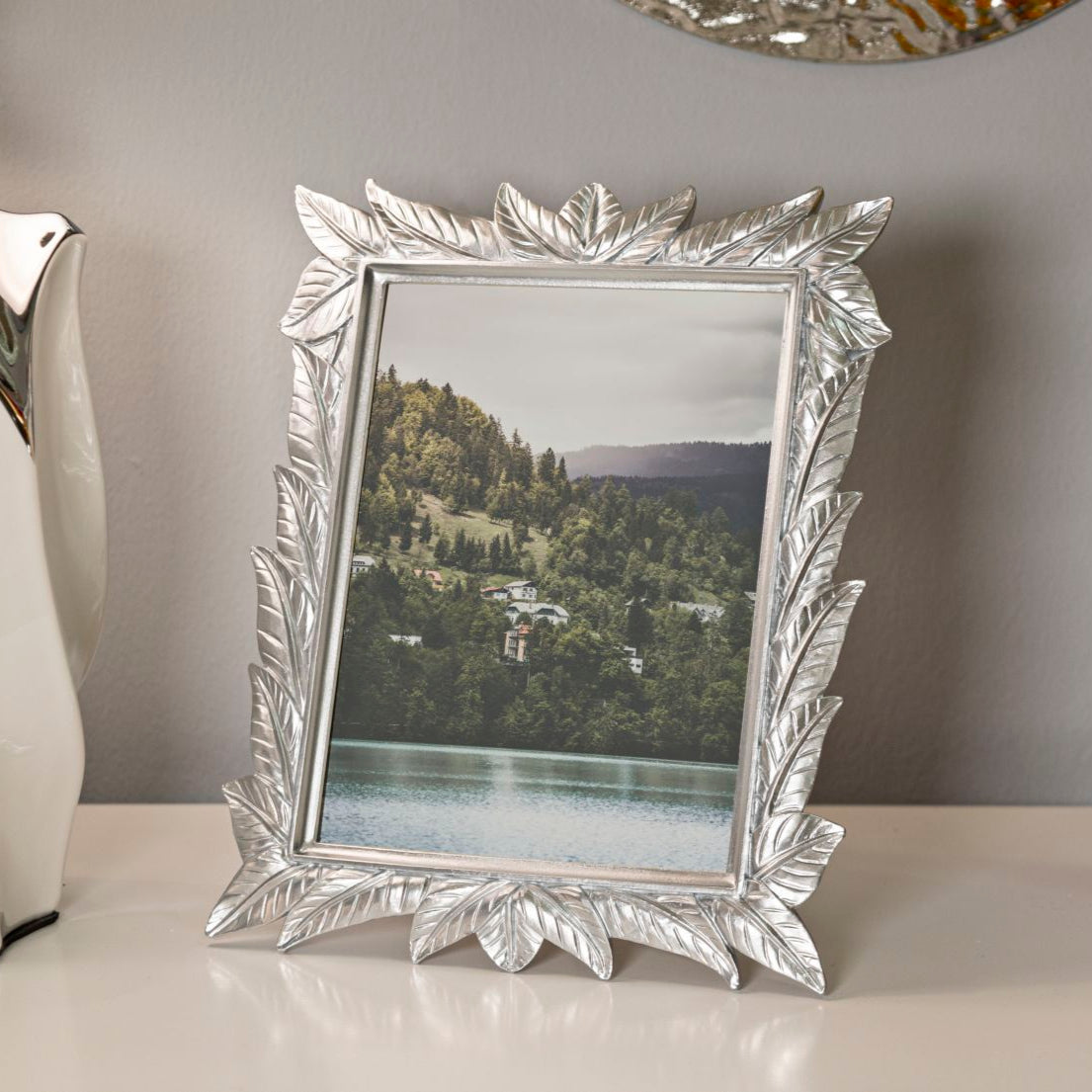 CORNICE LEAVY SILVER CM 21,2X1,7X26,8 (MISURA INTERNA CM 15X20)