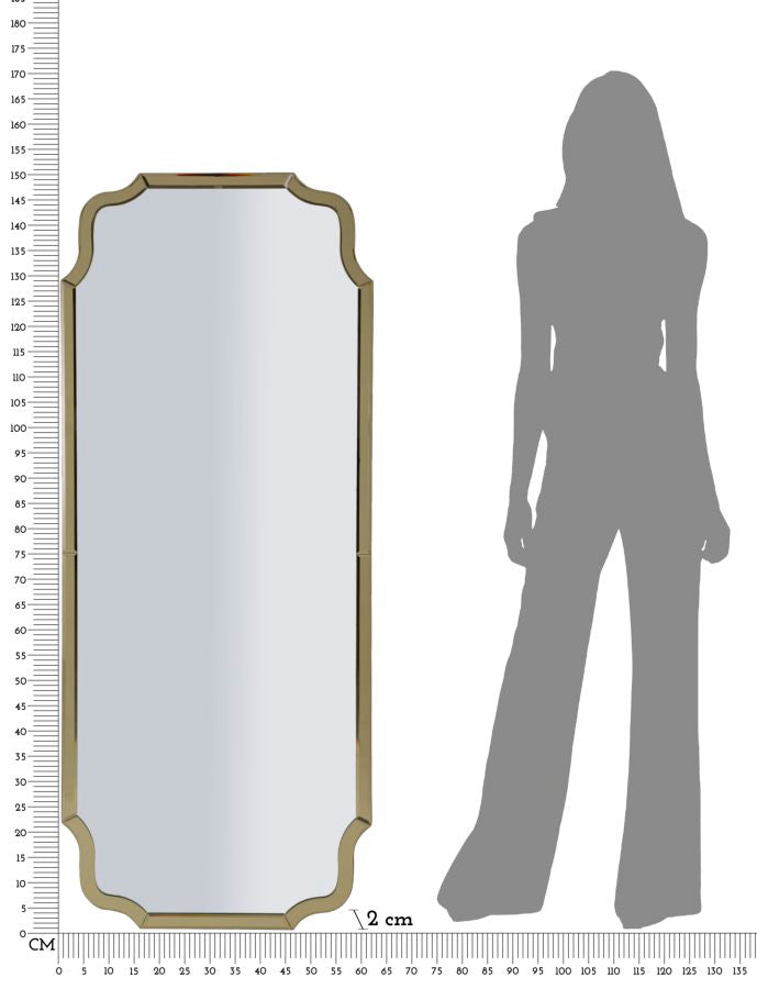SPECCHIO DA MURO ISTANBUL ORO CM 60X2X150 (MISURA SPECCHIO CM 54X143,5)