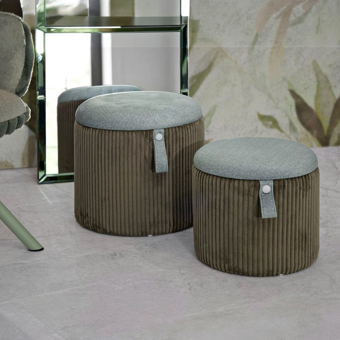 PUFF C/CONTENITORE BOLZANO VERDE SET 2 PZ CM Ø 38X38-32X28