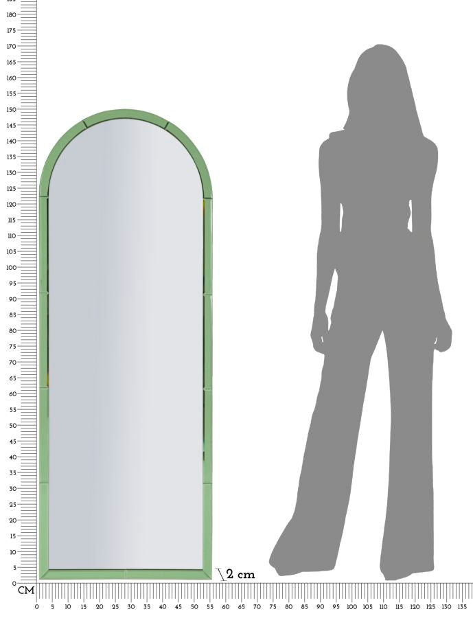 SPECCHIO DA MURO BAKU VERDE CM 55X2X150 (MISURA SPECCHIO CM 49X144)