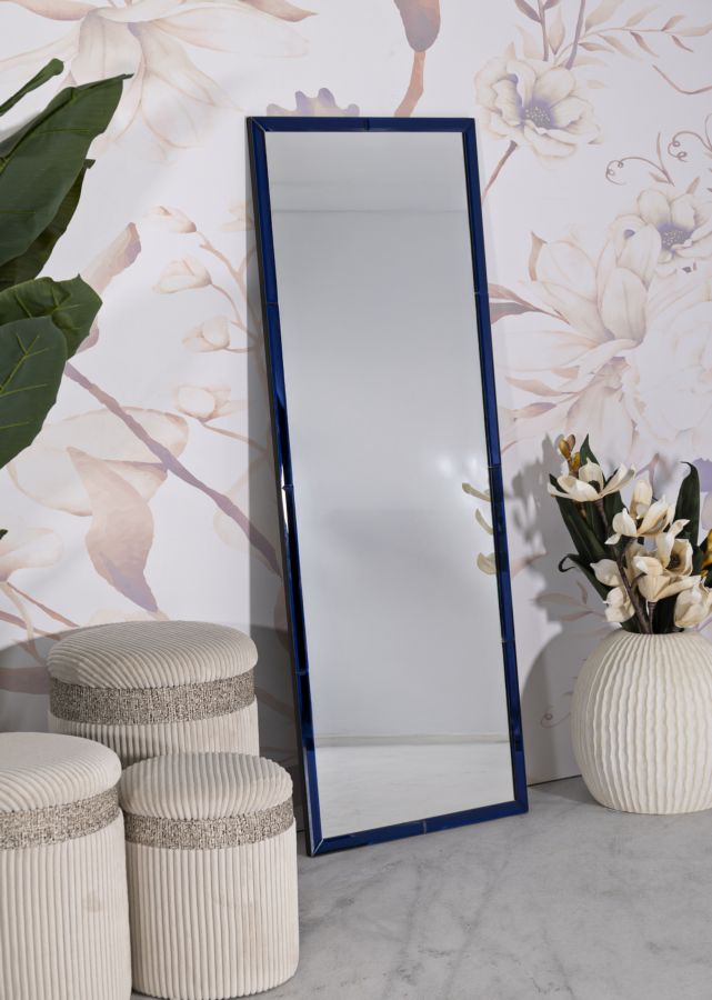 SPECCHIO DA MURO BERLINO BLU CM 55X2X150 (MISURA SPECCHIO CM 49X143,5)