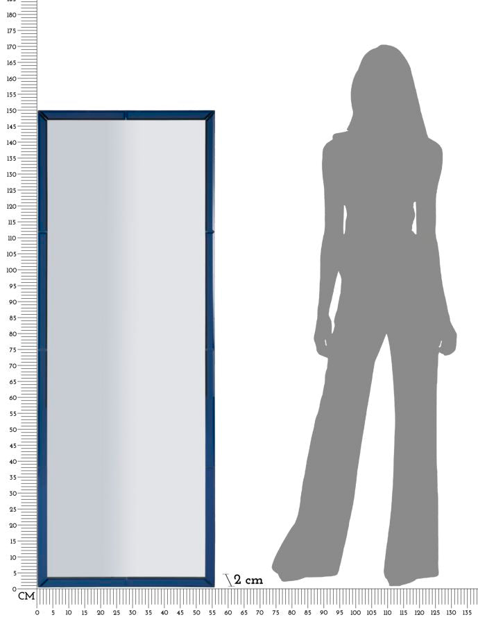 SPECCHIO DA MURO BERLINO BLU CM 55X2X150 (MISURA SPECCHIO CM 49X143,5)