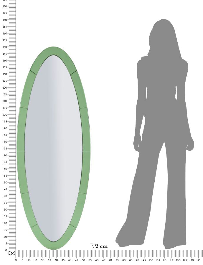 SPECCHIO DA MURO OSLO VERDE CM 55X2X150 (MISURA SPECCHIO CM 42,5X137,5)