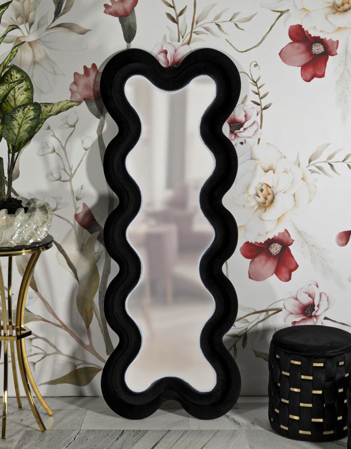 SPECCHIO DA MURO MONICA NERO CM 58X4X160  (MISURA SPECCHIO CM 39X124)