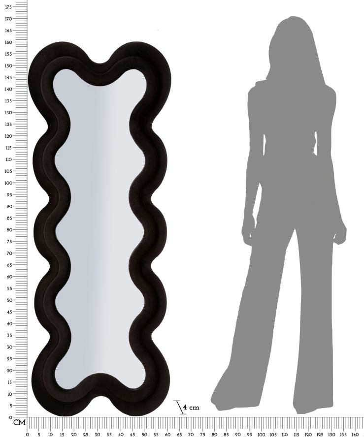 SPECCHIO DA MURO MONICA NERO CM 58X4X160  (MISURA SPECCHIO CM 39X124)