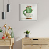STAMPA SU TELA LACCATA C/CORNICE VASETTO CACTUS -B- CM 40X2,8X40