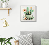 STAMPA SU TELA LACCATA C/CORNICE VASETTO CACTUS -D- CM 40X2,8X40