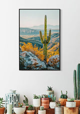 STAMPA SU TELA LACCATA C/CORNICE CACTUS -B- CM 60X4X90