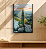 STAMPA SU TELA LACCATA C/CORNICE CACTUS -A- CM 60X4X90