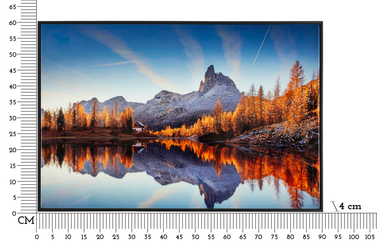 STAMPA SU TELA LACCATA C/CORNICE LAKE CM 90X4X60