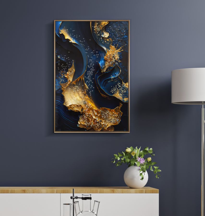STAMPA SU TELA LACCATA C/CORNICE ANDROMEDA -B- CM 60X4X90