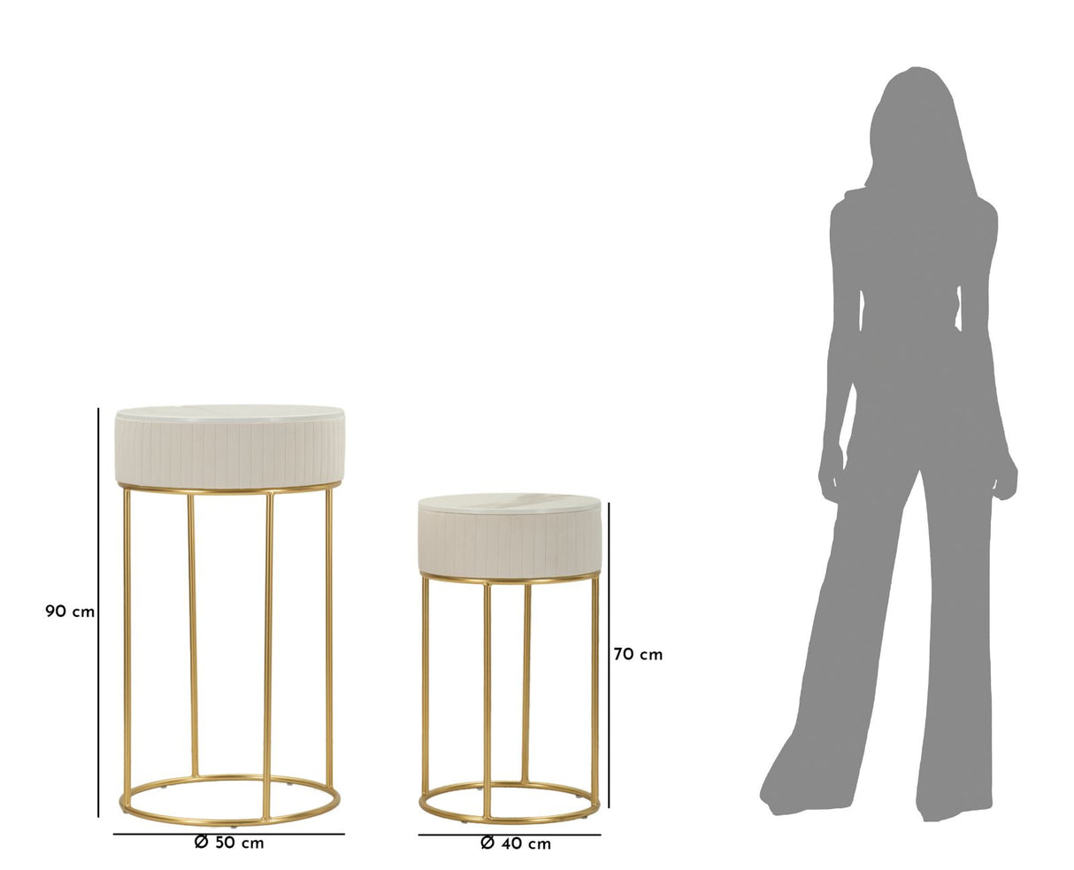 TAVOLINETTI ALTI WEDDING ROTONDI SET 2 PZ CM Ø 50X90-40X70