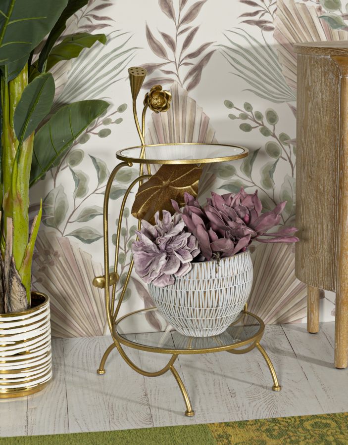 TAVOLINETTO 2 RIPIANI FLOWERS CM Ø 40X78