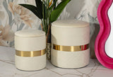 PUFF C/CONTENITORE SHEFFILD CREMA SET 2 PZ CM Ø 37X42-28X35