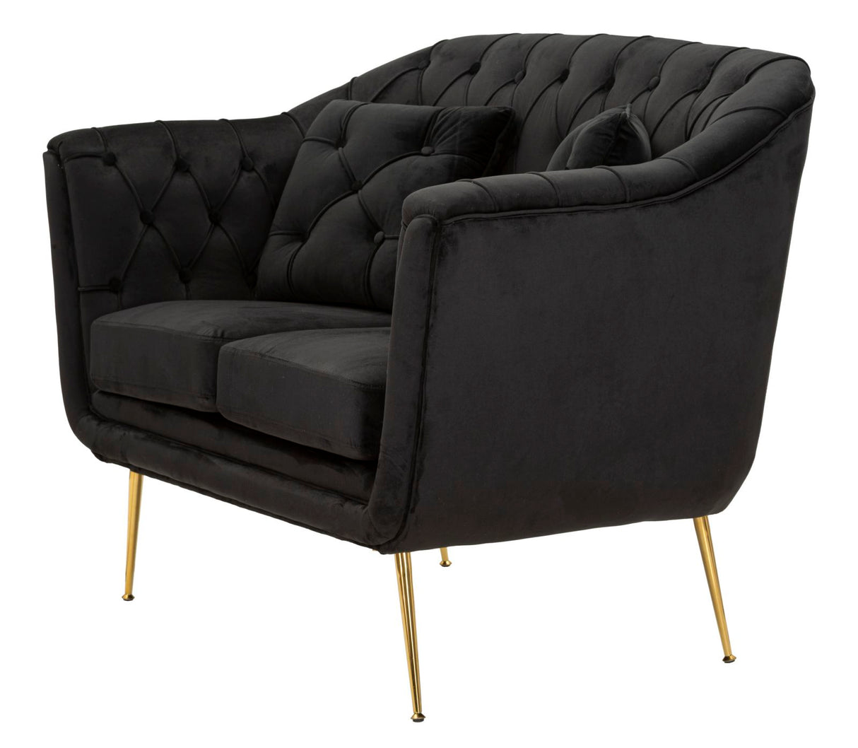 DIVANETTO BUDAPEST NERO C/CUSCINI CM 130X83X91