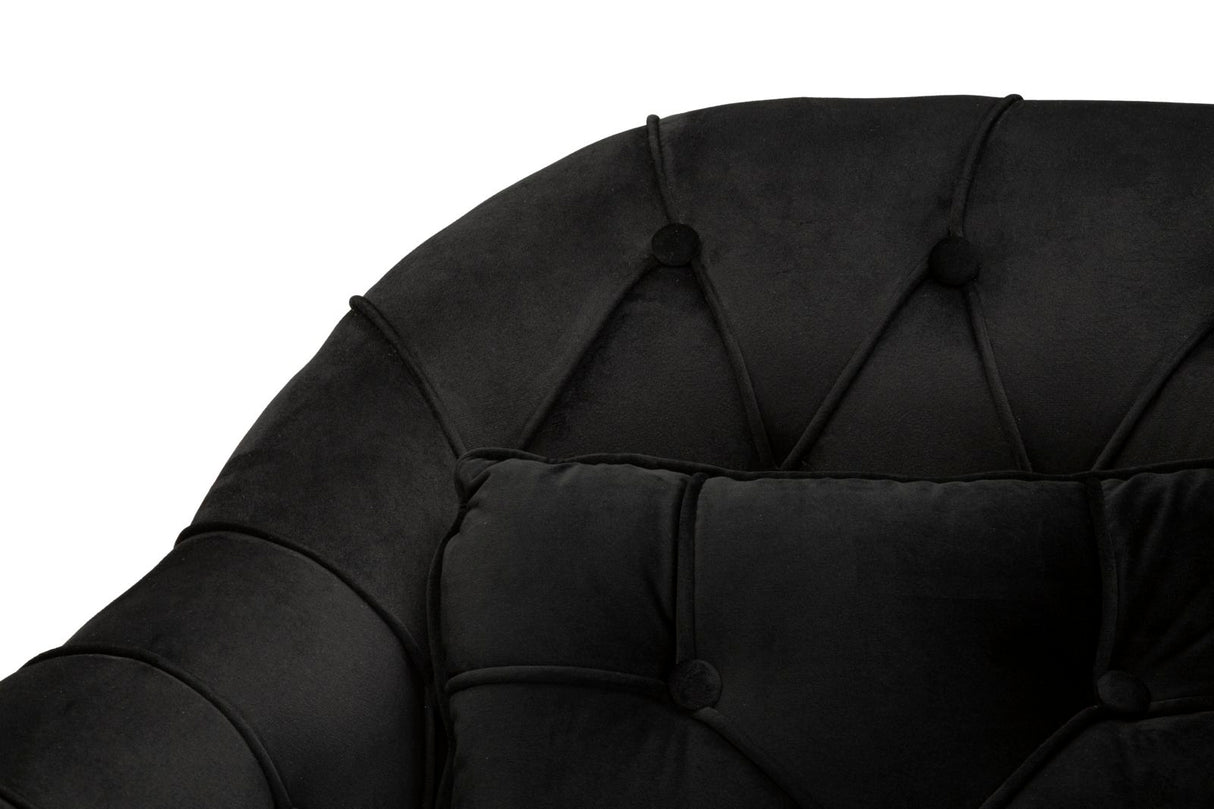 DIVANETTO BUDAPEST NERO C/CUSCINI CM 130X83X91