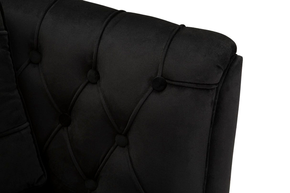 DIVANETTO BUDAPEST NERO C/CUSCINI CM 130X83X91