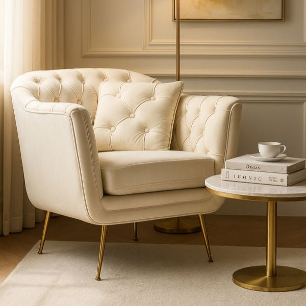 POLTRONA BUDAPEST CREMA C/CUSCINO CM 88X83X91