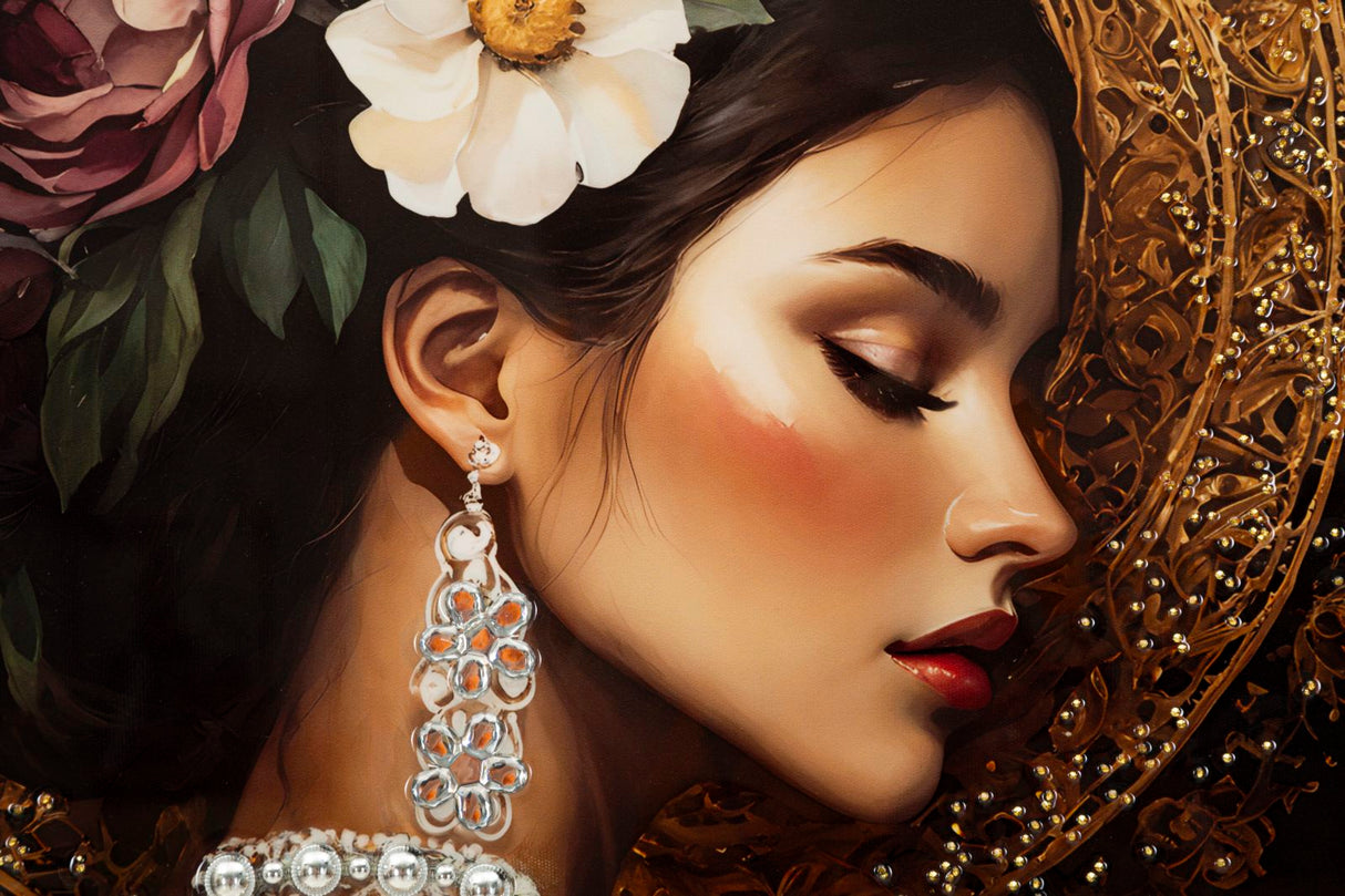 STAMPA DIPINTA SU TELA LACCATA PERSIAN C/CORNICE -A- FERRETTI