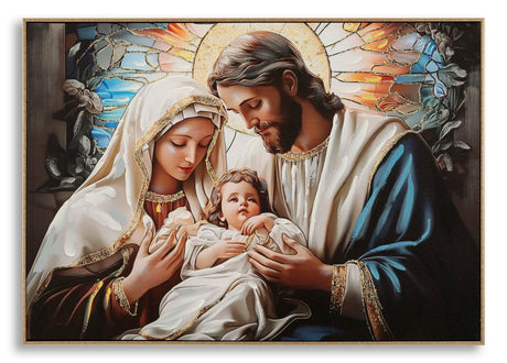 STAMPA DIPINTA SU TELA LACCATA NATIVITA' C/CORNICE CM 102X4X72