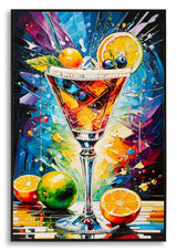 STAMPA DECORATA SU TELA LACCATA C/CORNICE COCKTAIL -A- CM 62X3