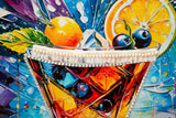STAMPA DECORATA SU TELA LACCATA C/CORNICE COCKTAIL -A- FERRETTI