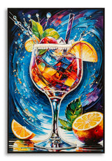 STAMPA DECORATA SU TELA LACCATA C/CORNICE COCKTAIL -B- CM 62X3