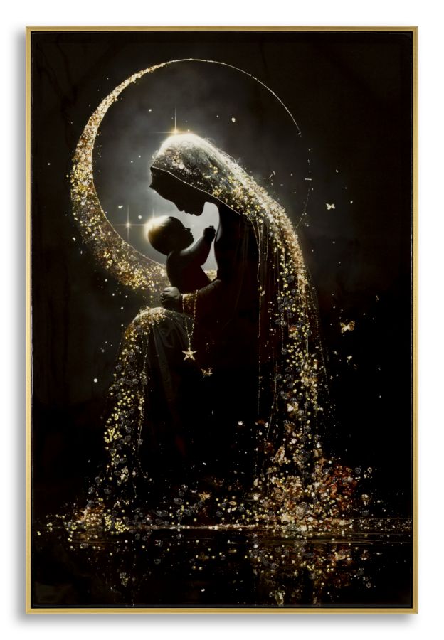 STAMPA DECORATA SU TELA LACCATA C/CORNICE MATERNITY -A- CM 60X3