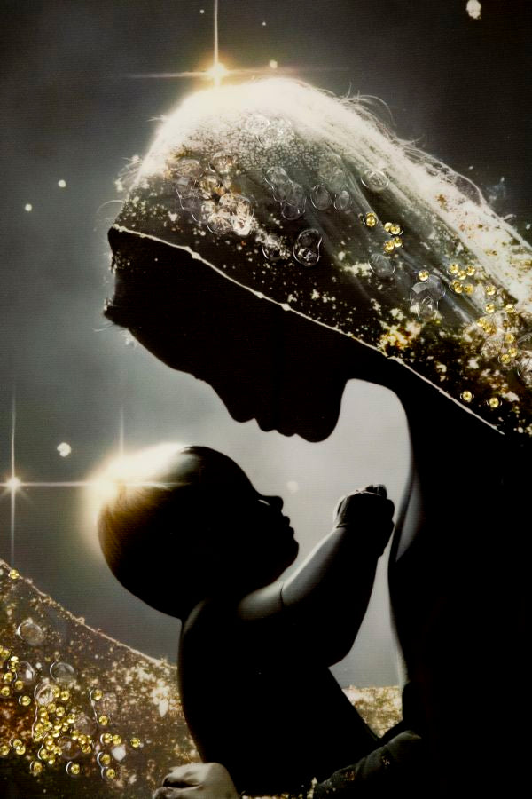 STAMPA DECORATA SU TELA LACCATA C/CORNICE MATERNITY -A- FERRETTI